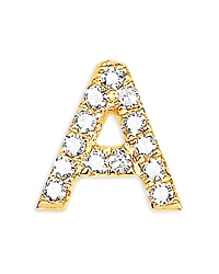 Ef Collection 14K Yellow Gold Diamond Initial Stud Earrings