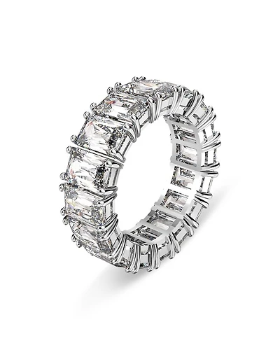 Matrix Rectangle Cut Ring Rhodium Plated