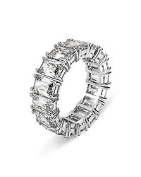 Matrix Rectangle Cut Ring Rhodium Plated