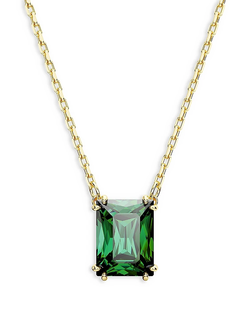 Swarovski Stilla Green Rectangle Crystal Pendant Necklace