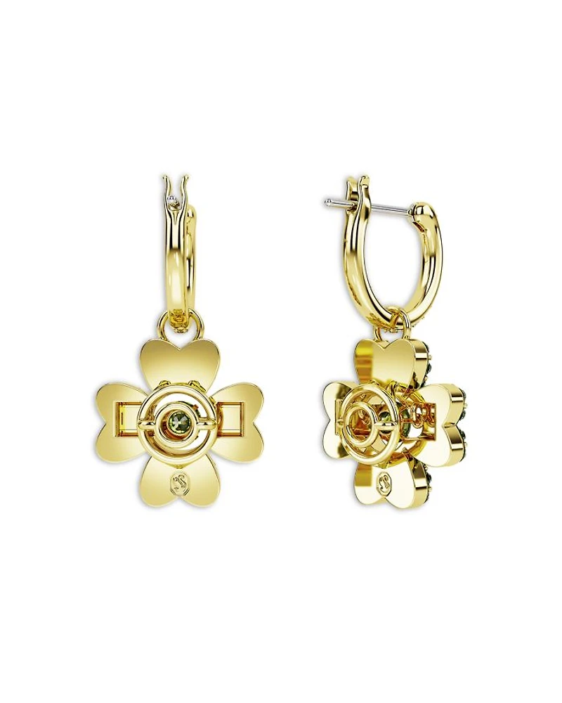 Idyllia Crystal Clover Dangle Hoop Earrings
