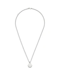 Sterling Silver Trademark925 Hexagon Pendant Necklace, 20-21.7"