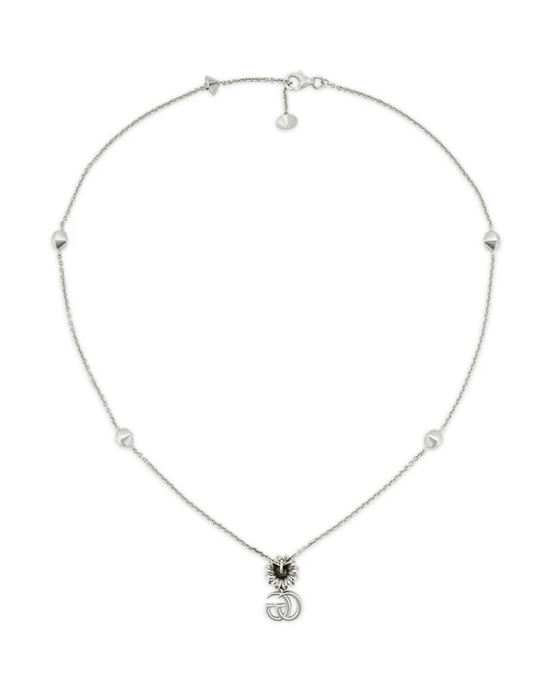 Sterling Silver Marmont Mother of Pearl Interlocking G & Flower Pendant Necklace, 14.9-16.5"