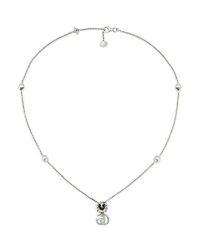 Sterling Silver Marmont Mother of Pearl Interlocking G & Flower Pendant Necklace, 14.9-16.5"