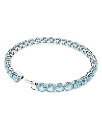 Matrix Blue Crystal Small Tennis Bracelet Rhodium Plated