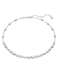 Mesmera Mixed Cut Crystal Scatter Necklace in Rhodium Plated, 14.96"-17.72"