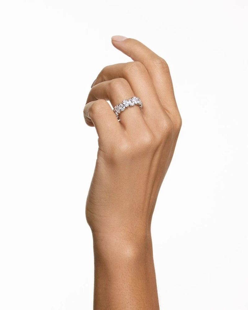 Matrix Pear Cut Ring in Rhodium Plated
