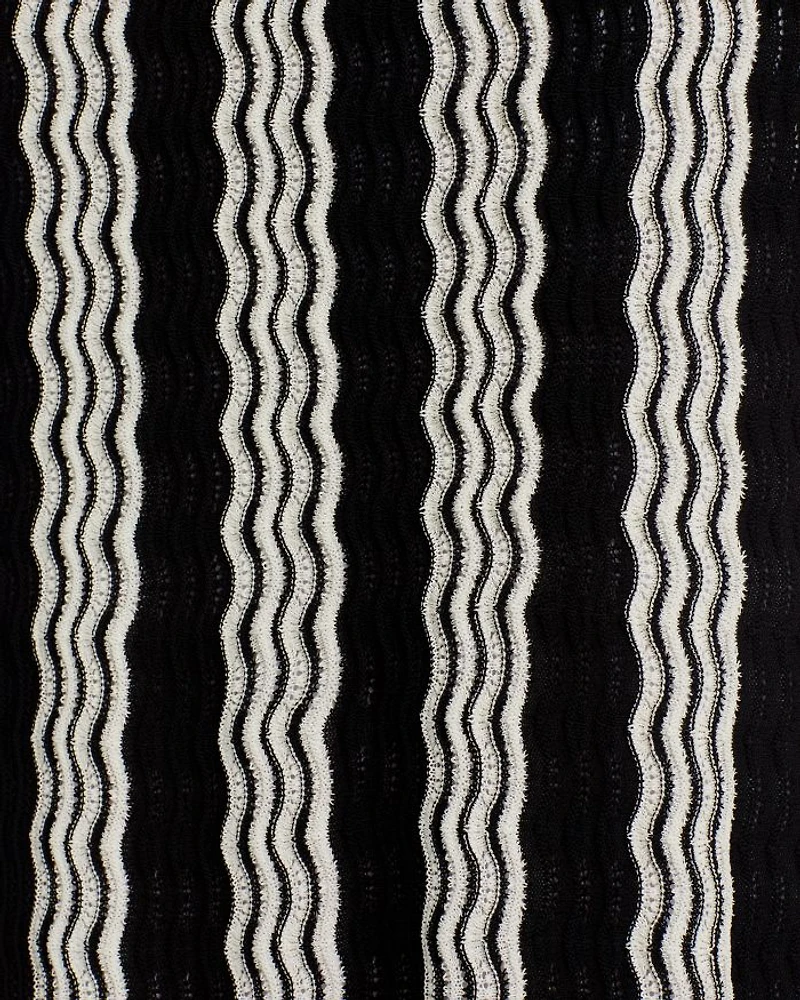 Pointelle Intarsia Knit Midi Skirt