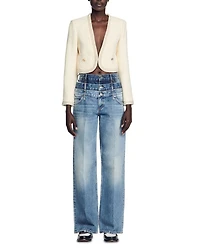 Bead Trim Cropped Tweed Jacket