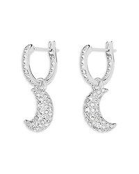 Luna Swarovski Crystal Crescent Drop Earrings in Rhodium Plated
