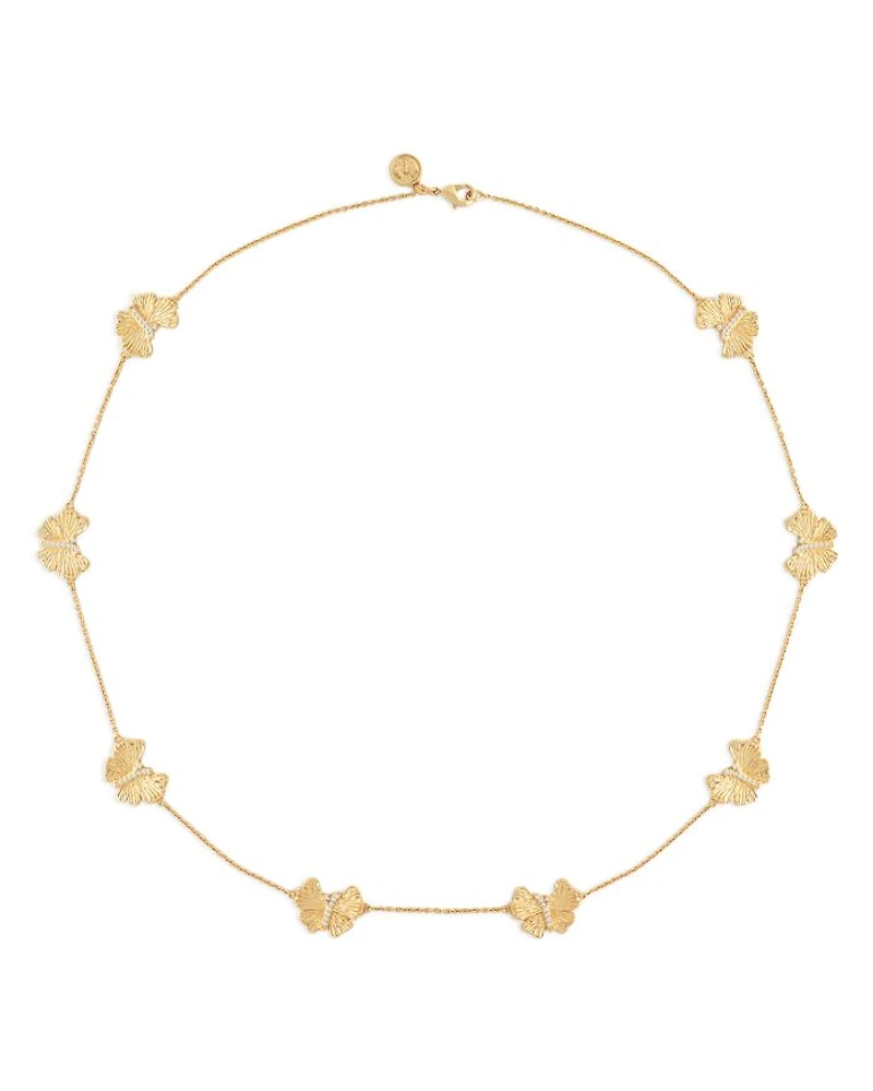 Butterfly Station Necklace in 18K Gold Plated, 20"