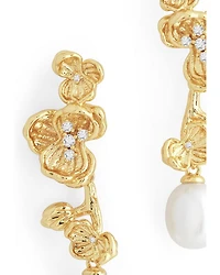 Pavé & Cultured Freshwater Pearl Orchid Drop Earrings in 18K Gold Plated