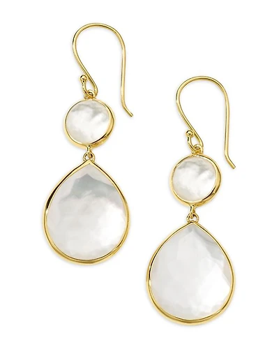 18K Yellow Gold Rock Candy® Mother of Pearl & Rock Crystal Doublet Drop Earrings