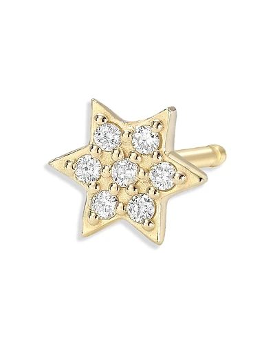 Zoe Lev 14K Yellow Gold Diamond Star of David Single Stud Earring