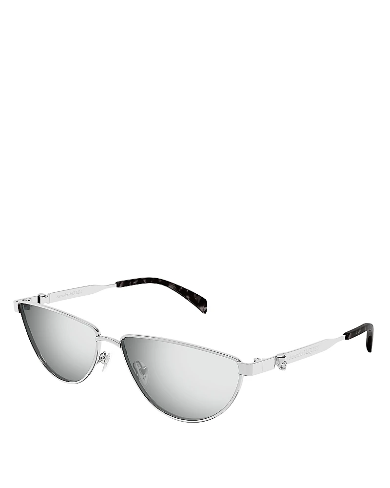 McQueen Floating Skull Metal Cat Eye Sunglasses, 60mm