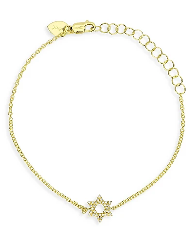 Meira T 14K Gold Diamond Star of David Chain Link Bracelet