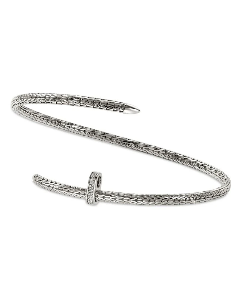 Sterling Silver Diamond Pavé Spear Coil Choker