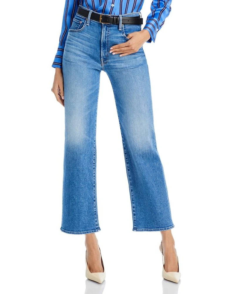 the Lil' Zip Rambler Petites Flood High Rise Cropped Straight Jeans Out of Blue