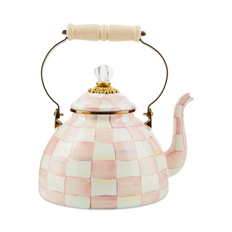 Rosy Check Enamel Tea Kettle, 3-Qt.
