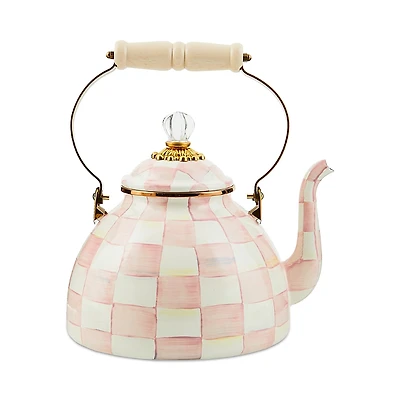 Mackenzie-Childs Rosy Check Enamel Tea Kettle