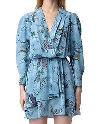 Rogers Silk Butterfly Print Dress