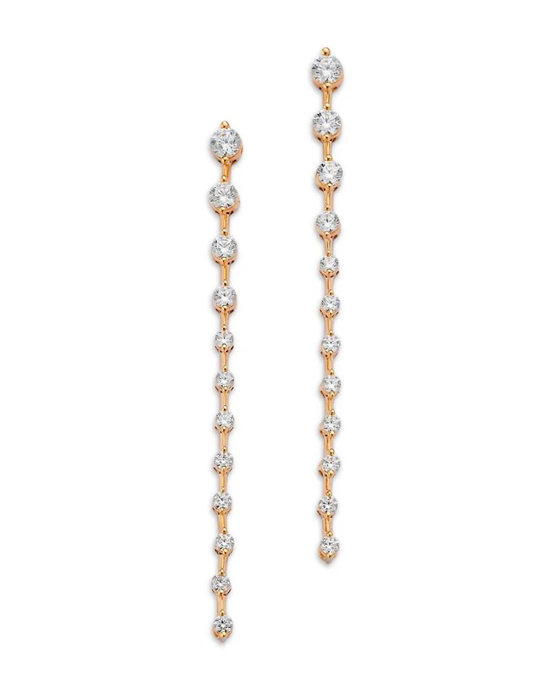 Diamond Linear Drop Earrings in 14K Yellow Gold, 1.0 tcw