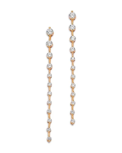 Diamond Linear Drop Earrings in 14K Yellow Gold, 1.0 tcw