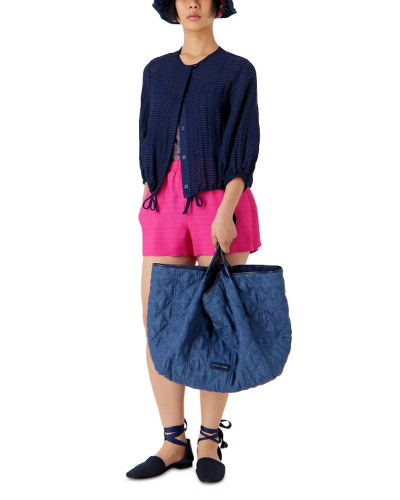 Seersucker Drawstring Hem Jacket