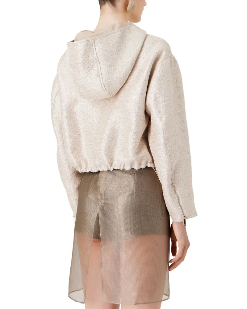 Metallic Tweed Hooded Jacket