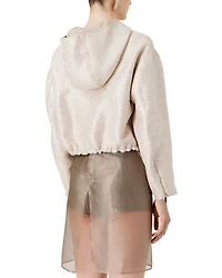 Metallic Tweed Hooded Jacket