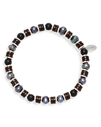 Jan Leslie Gray Freshwater Pearl & Matte Black Agate Beaded Bracelet