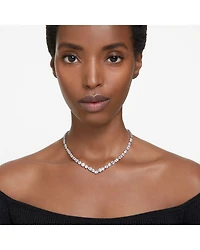 Mesmera Mixed Cut Crystal Necklace in Rhodium Plated, 15"