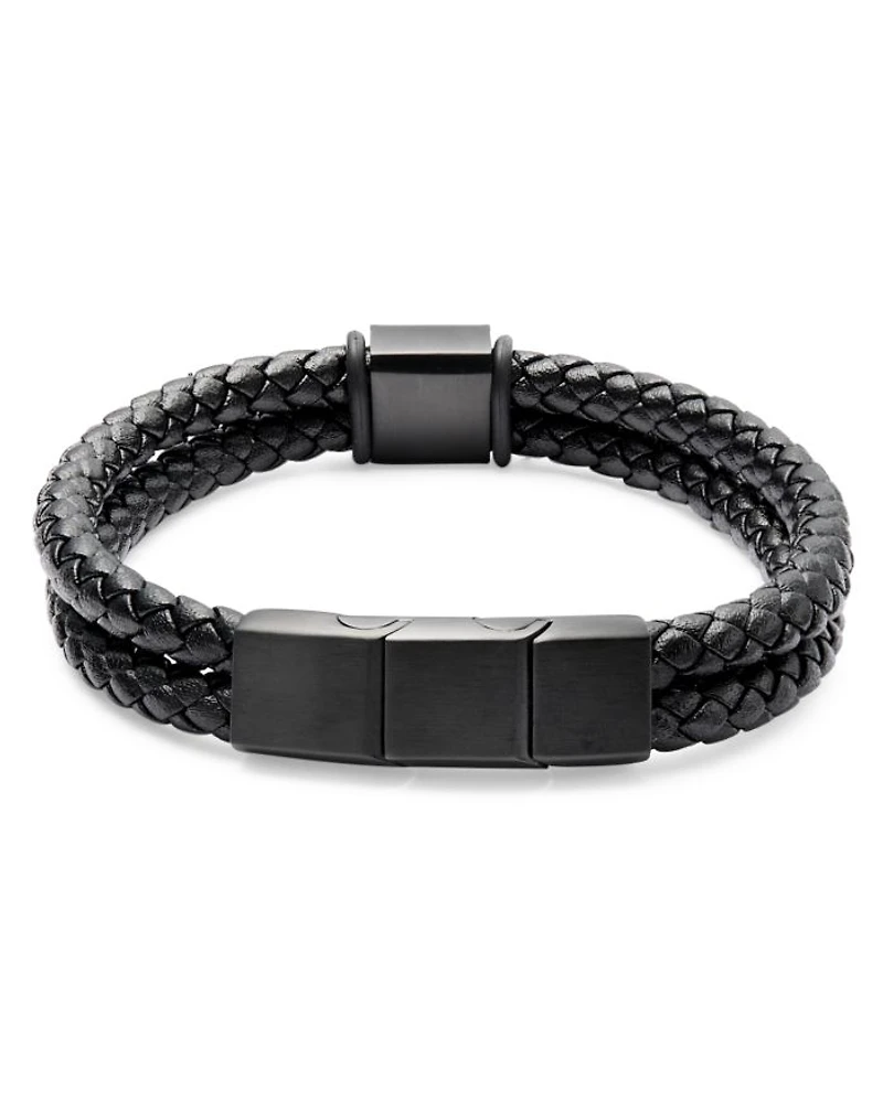 Anchor Braided Leather Bracelet