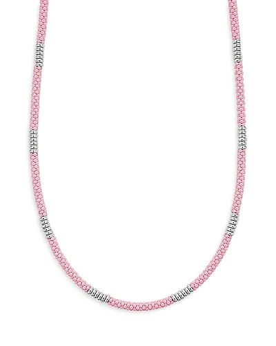 Lagos Sterling Silver Pink Caviar Pink Ceramic Bead Collar Necklace