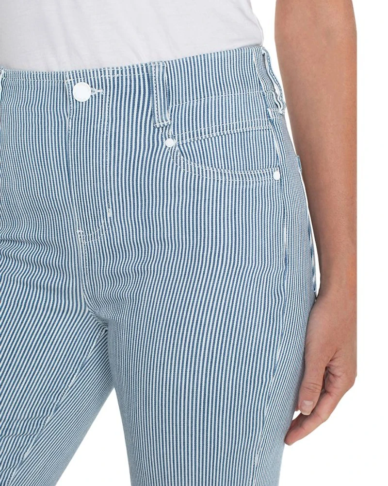 Gia Glider High Rise Crop Flare Leg Jeans Chambray Stripe
