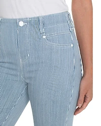 Gia Glider High Rise Crop Flare Leg Jeans Chambray Stripe