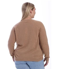 Plus Cashmere Long Sleeve Shrunken Crew Sweater