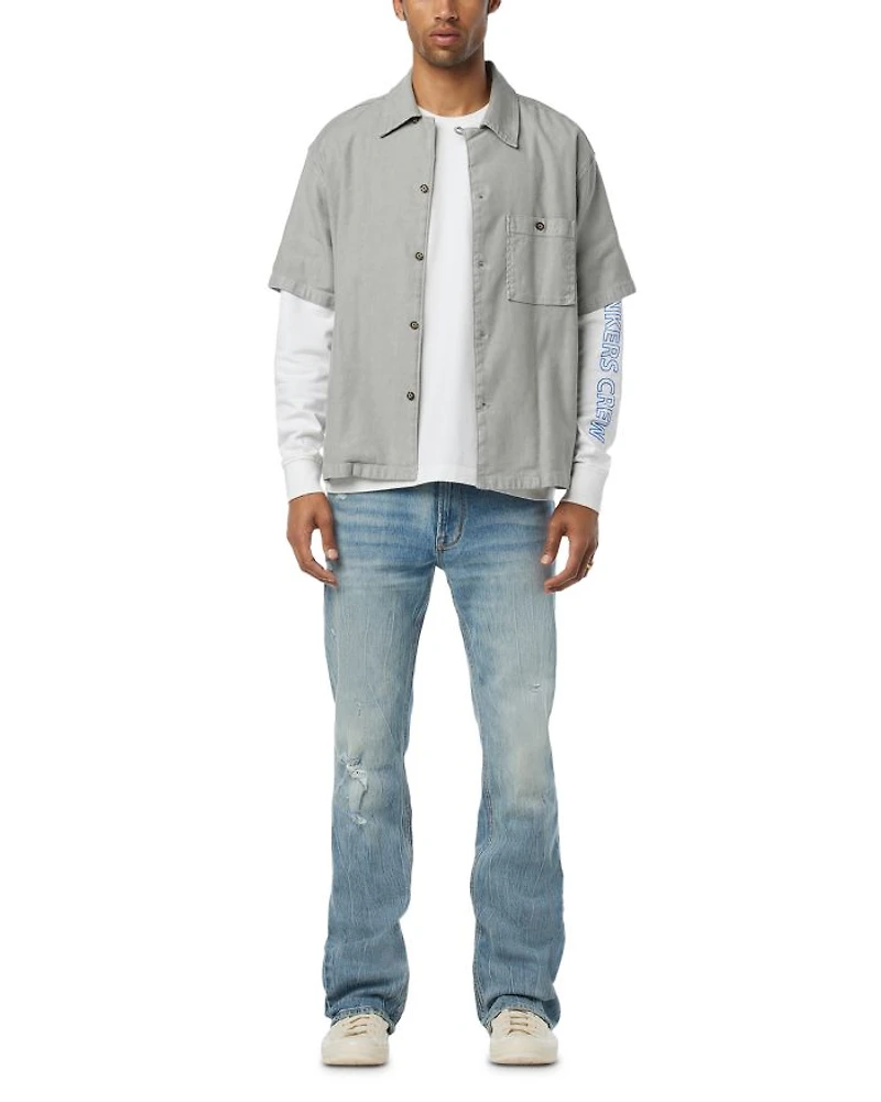 Walker Kick Flare Distressed Jeans Resort Blue