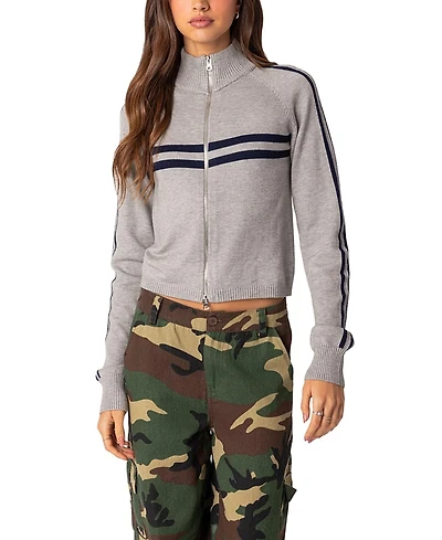 Edikted Roxanne Zip Up Knit Cardigan