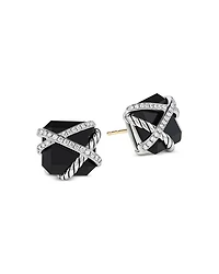 Cable Wrap Stud Earrings Sterling Silver with Diamonds, 0.33 tcw