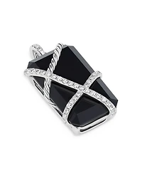 Cable Wrap Amulet in Sterling Silver with Black Onyx & Diamonds, 0.92 tcw