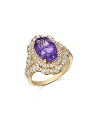 Bloomingdale's Fine Collection Amethyst & Diamond Double Halo Ring