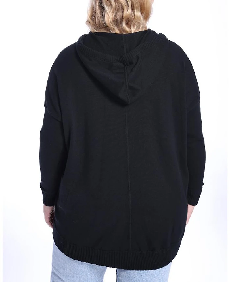 Plus V-neck Cashmere Zip Hoodie