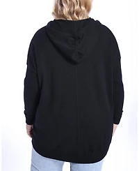 Plus V-neck Cashmere Zip Hoodie