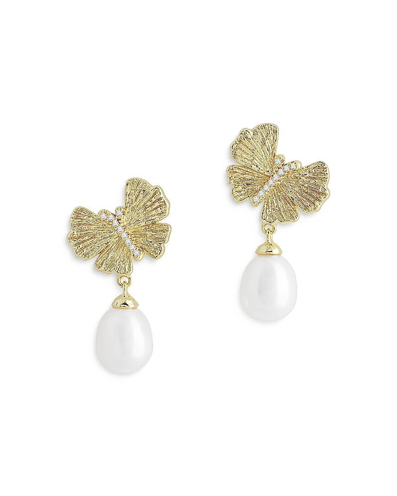 Anabel Aram Butterfly Cultured Freshwater Pearl Drop Earrings