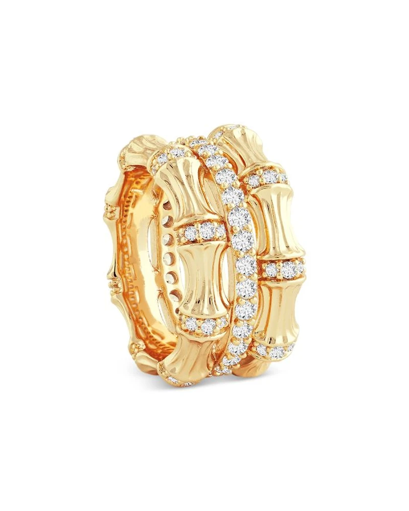 Sculpted Bamboo Stack Ring 18K Gold Plated