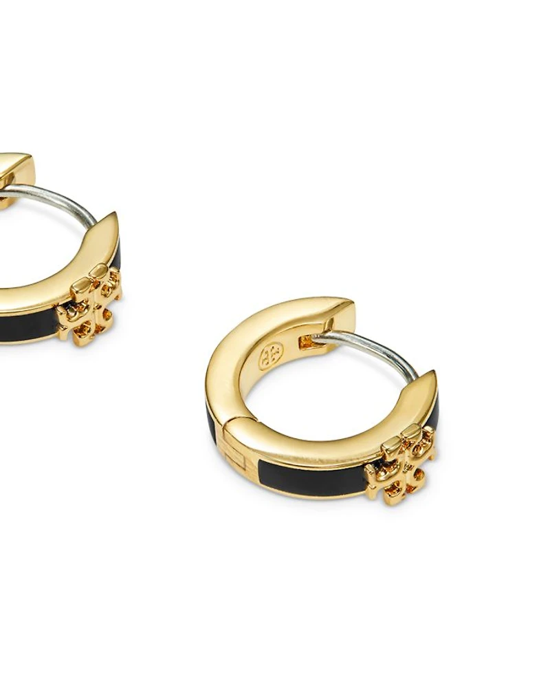 Kira Enamel Huggie Hoop Earrings 18K Gold Plated