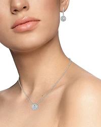 Round Pavé Halo Earrings & Pendant Necklace Set