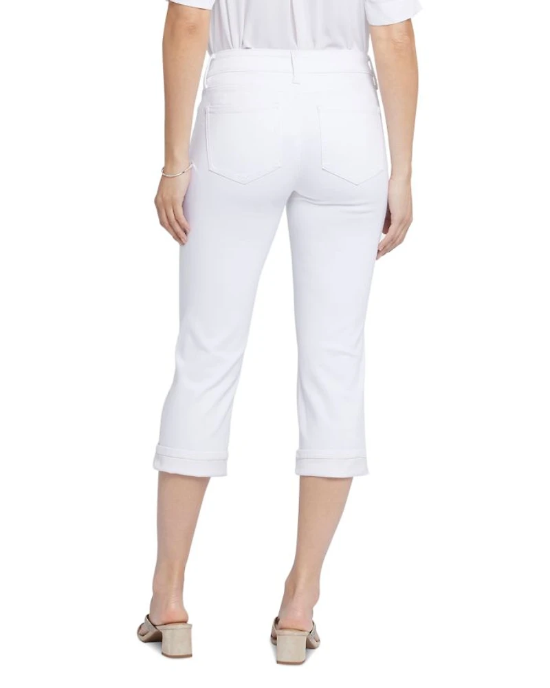 Marilyn Cuffed Cropped Straight Jeans Black & Optic White
