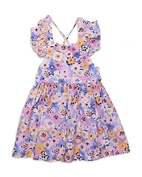 Worthy Threads Girls' Flowers Ruffle Sleeve Dress - Little Kid, Big Kid